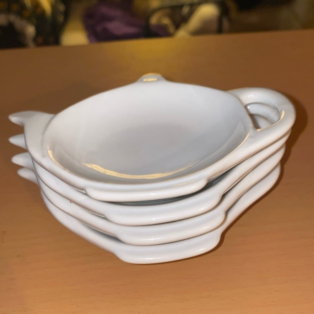 Vintage BIA CORDON BLEU White Teapot Shaped Teabag/Teabag Caddy/Holder set of 4 - Picture 4 of 4
